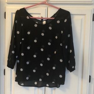 Sheer black polka dot H&M top